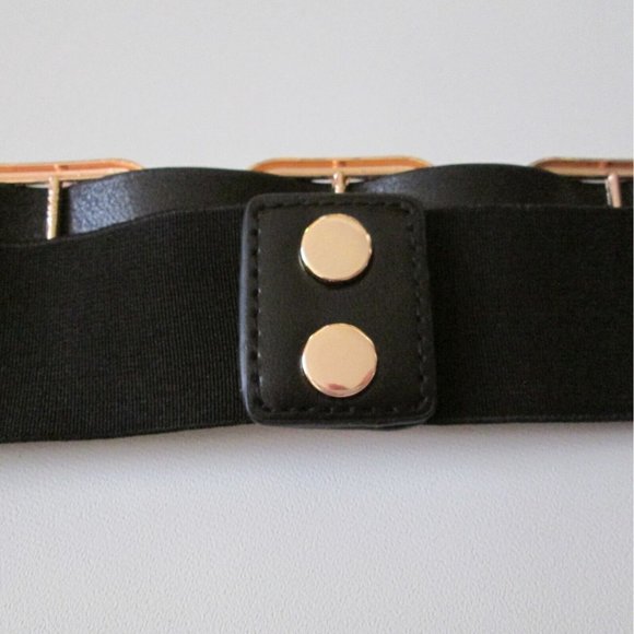 Fan & Louis Belt Black With Goldtone Coins Elastic Snap Closure With Tag Size M main image 6